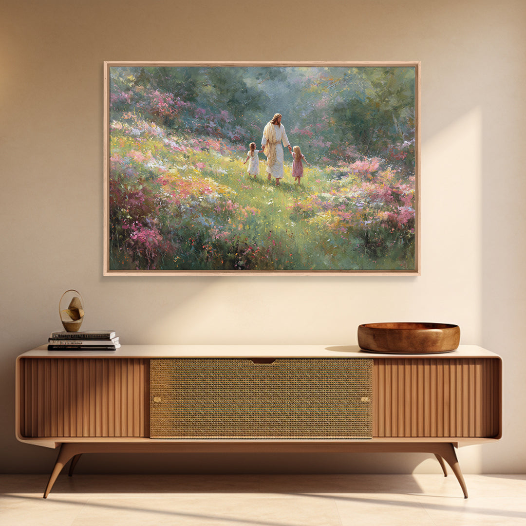 Blossoms Of Joy – Framed Canvas Print – Jesus Painting – Christian Art Canvas – Christian Wall Art – Large Christian Art – Christian Art Wo