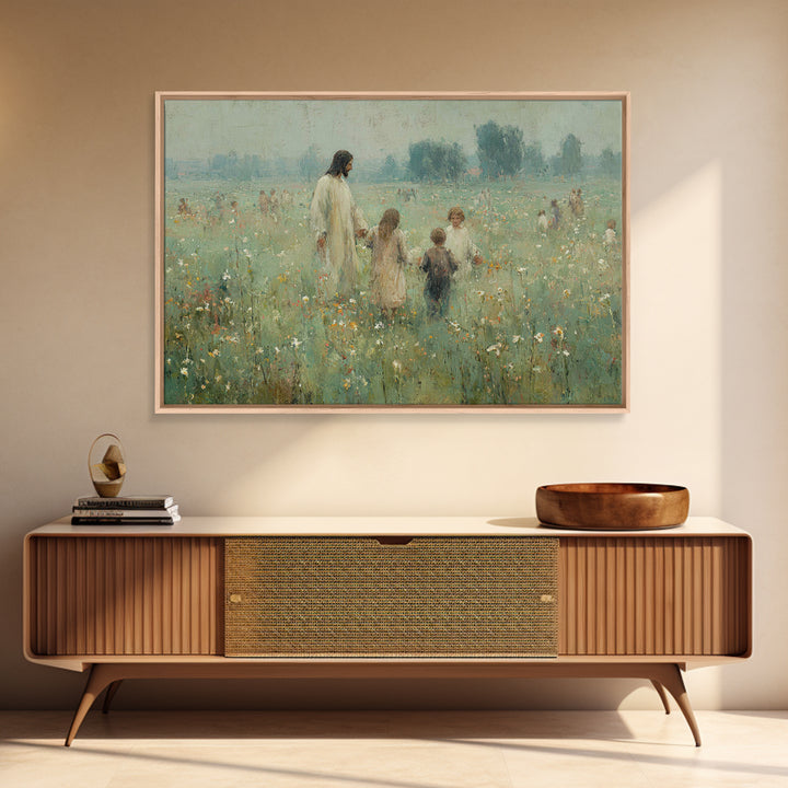 Field Of Blessings | Framed Canvas Print | Christian Art Canvas | Jesus Painting | Vintage Christian Art | Christian Wall Art | Christian A
