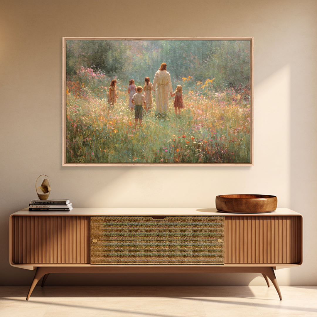 Children Of Light, Framed Canvas Print, Christian Art Canvas, Jesus Painting, Modern Christian Art, Christian Wall Art, Christian Christmas