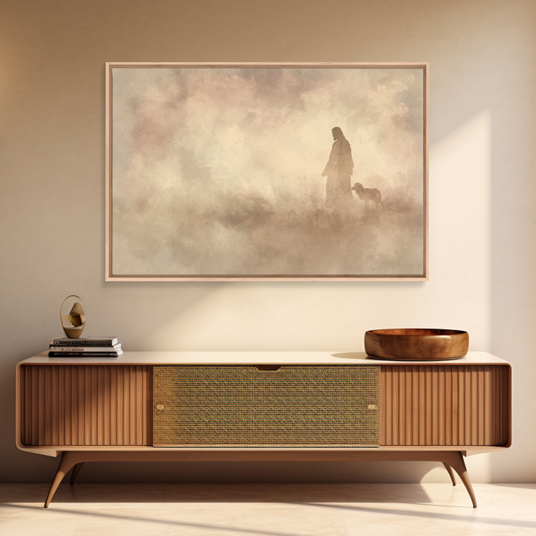 Silent Grace – Framed Canvas Print – Jesus Painting – Christian Art Print – Christian Wall Art – Subtle Christian Art – Christmas Art