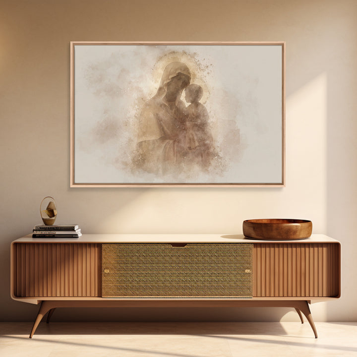Radiant Innocence, Framed Canvas Print, Christian Wall Art, Mary And Jesus Painting, Christian Art Canvas, Large Christian Art, Modern Chri