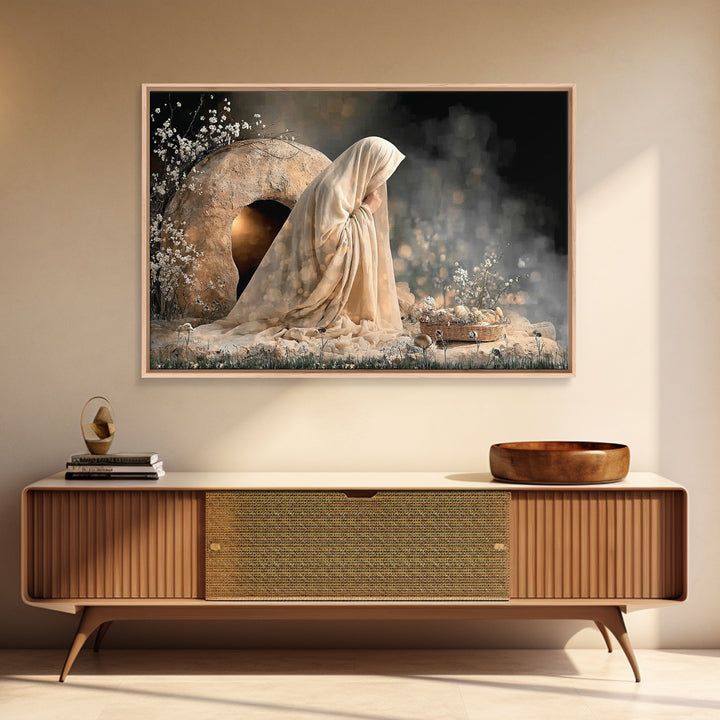 Quiet Bethlehem Night | Framed Canvas Print | Christian Wall Art | Christian Art Canvas | Mary And Jesus Painting | Christian Art