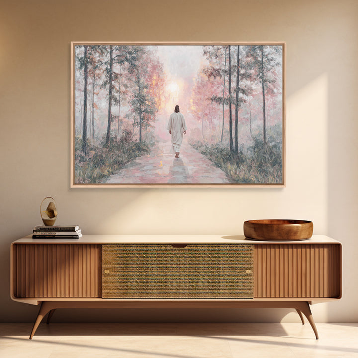 Radiant Morning Path – Framed Canvas Print – Jesus Painting – Christian Wall Art – Christian Art Canvas – Christian Decor – Christian Gift