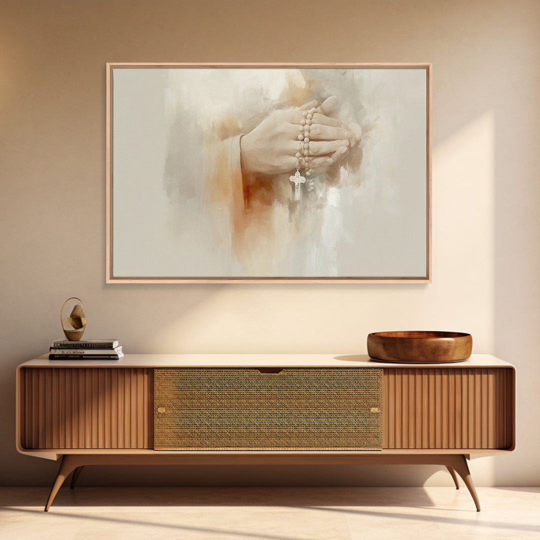 Quiet Reverence, Framed Canvas Print, Christian Art Print, Christian Wall Art, Subtle Christian Art, Modern Christian Art, Jesus Painting,
