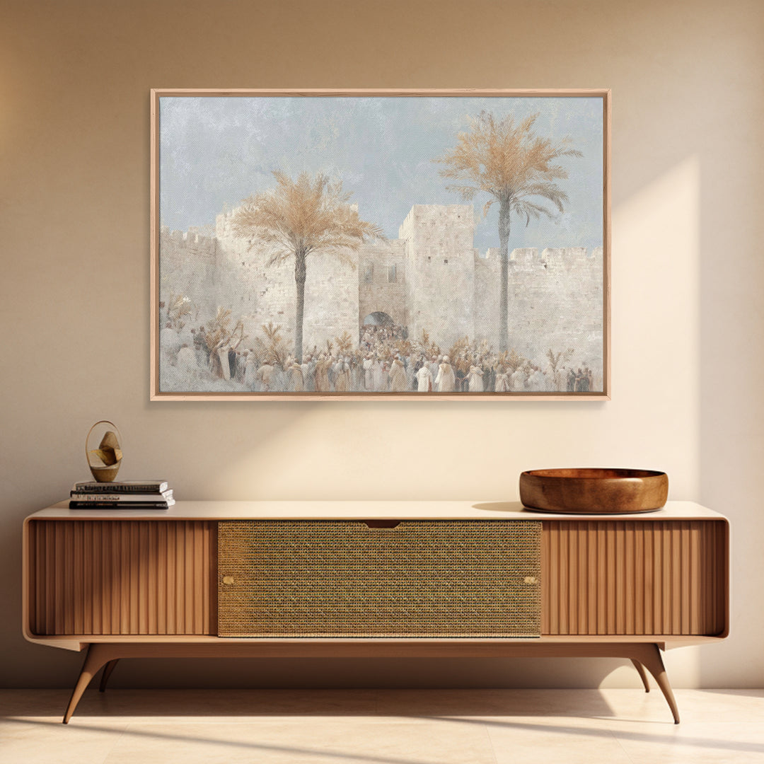 Palm Rejoicing – Framed Canvas Print – Christian Christmas Art – Christian Wall Art – Jesus Painting – Christian Art Canvas – Modern Christ