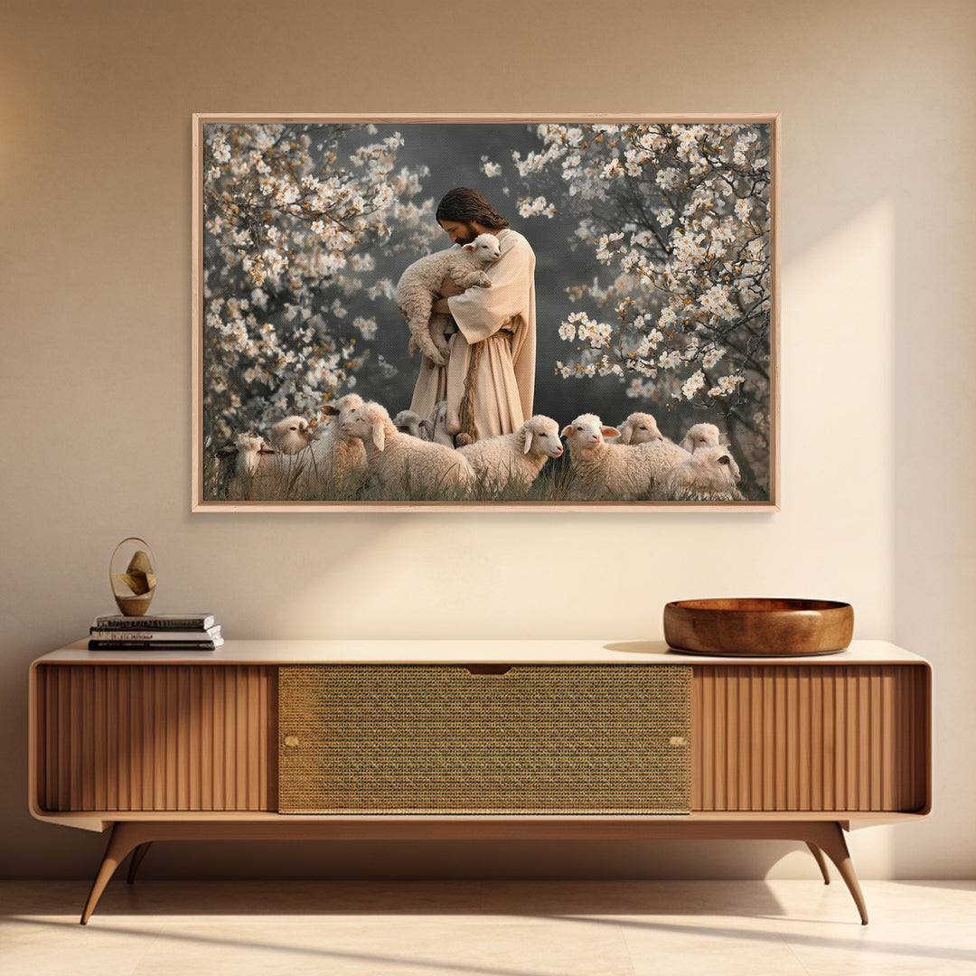 Lamb Of Comfort, Framed Canvas Print, Jesus Painting, Christian Art Canvas, Christian Wall Art, Christian Gift, Modern Christian Art