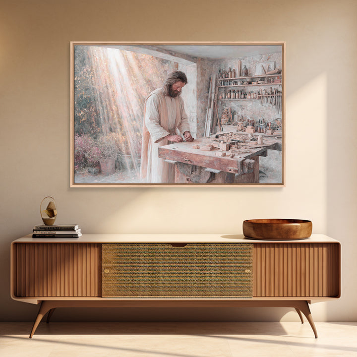Radiant Artisan | Framed Canvas Print | Jesus Painting | Christian Wall Art | Christian Art Canvas | Modern Christian Painting | Christian