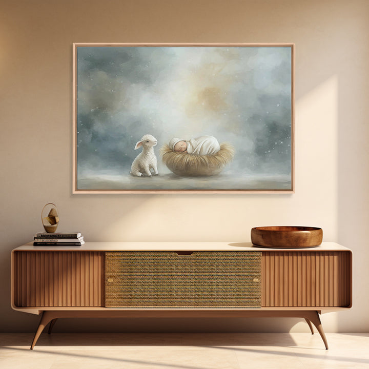 Heaven’s Cradle – Framed Canvas Print – Christian Christmas Art – Christian Wall Art – Christian Art Canvas – Modern Christian Art – Christ