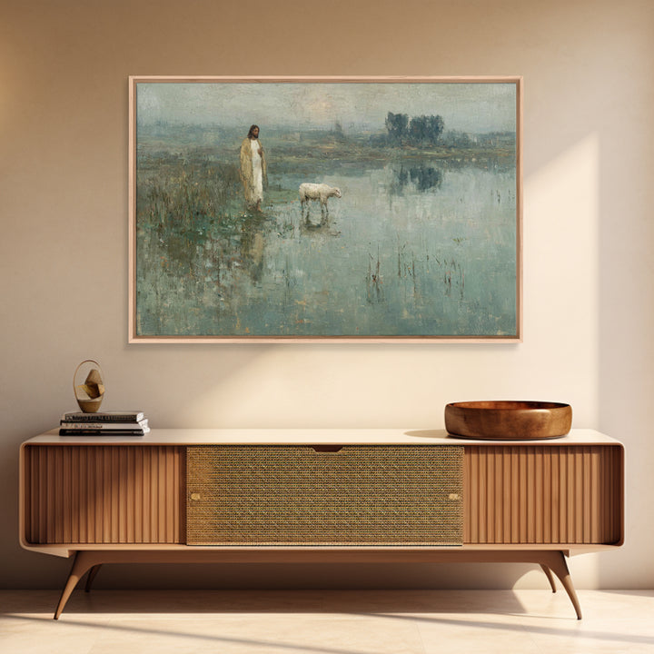 Still Waters Grace | Framed Canvas Print | Christian Art Canvas | Christian Wall Art | Jesus Painting | Vintage Christian Art | Christian D