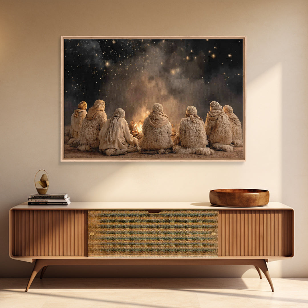 Shepherds In Wonder – Framed Canvas Print – Christian Wall Art – Christmas Art – Christian Christmas Art – Jesus Painting – Christian Art C