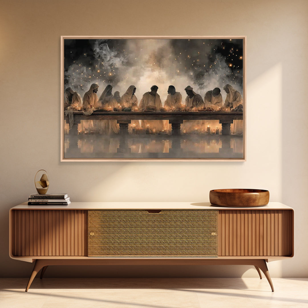 Heavenly Last Supper – Framed Canvas Print – Christian Wall Art – Jesus Painting – Christian Art Canvas – Christian Art – Modern Christian
