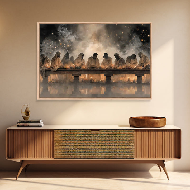 Heavenly Last Supper – Framed Canvas Print – Christian Wall Art – Jesus Painting – Christian Art Canvas – Christian Art – Modern Christian
