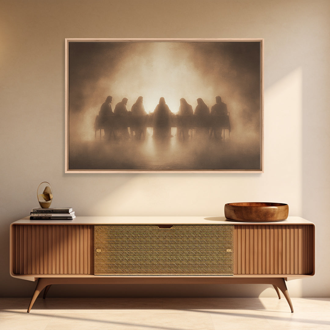 Sacred Table Radiance | Framed Canvas Print | Christian Art Canvas | Jesus Painting | Christian Wall Art | Moody Christian Art | Unique Chr