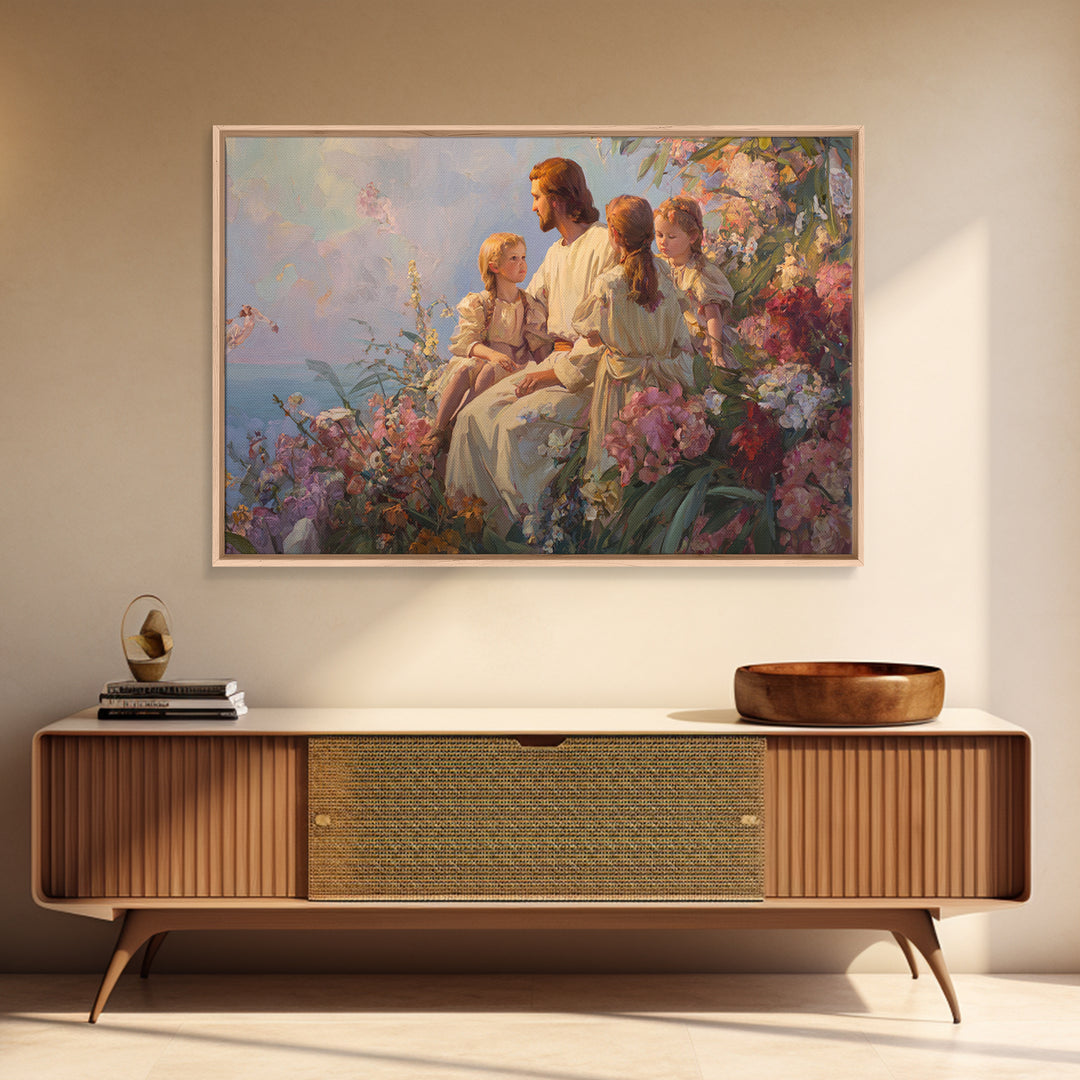 Blooming Grace Harmony | Framed Canvas Print | Christian Art Canvas | Christian Wall Art | Jesus Painting | Christian Art | Modern Christia
