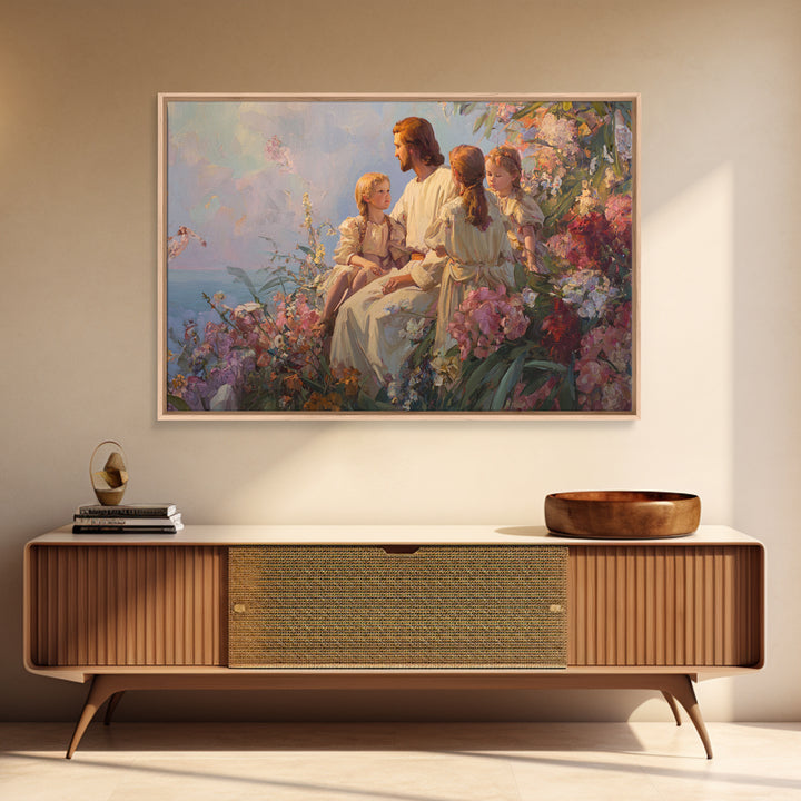 Blooming Grace Harmony | Framed Canvas Print | Christian Art Canvas | Christian Wall Art | Jesus Painting | Christian Art | Modern Christia
