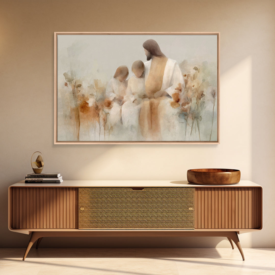 Quiet Meadow Grace | Framed Canvas Print | Christian Art Canvas | Christian Wall Art | Jesus Painting | Modern Christian Art | Christian Gi