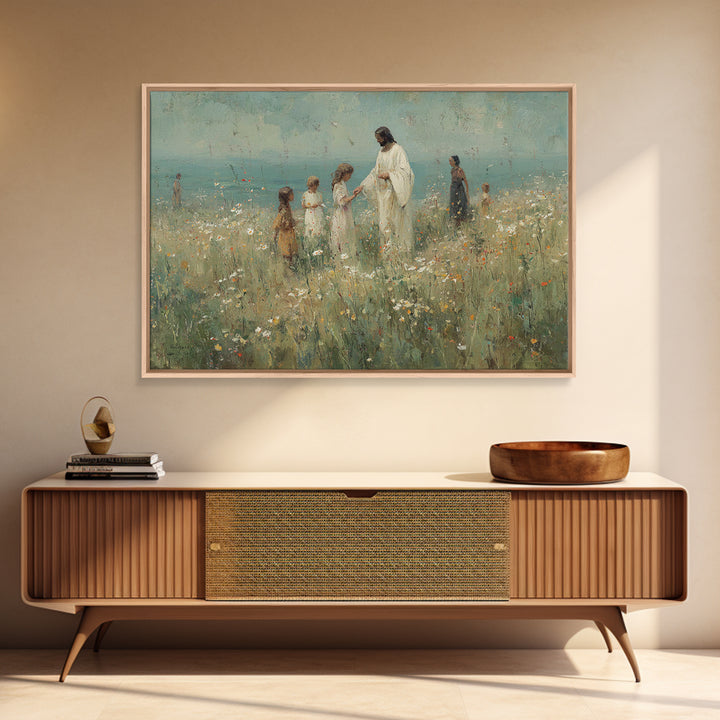 Fields Of Mercy – Framed Canvas Print – Christian Wall Art – Jesus Painting – Christian Art Canvas – Pastoral Scenery – Christian Christmas
