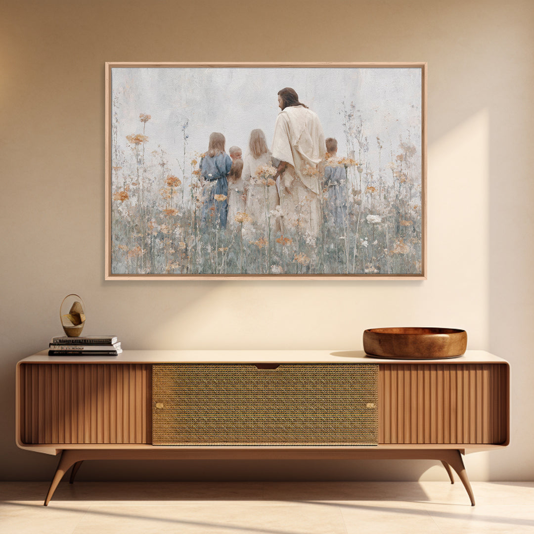 Children Of Grace | Framed Canvas Print | Christian Art Canvas | Christian Paintings | Large Jesus Painting | Christian Decor | Christmas W