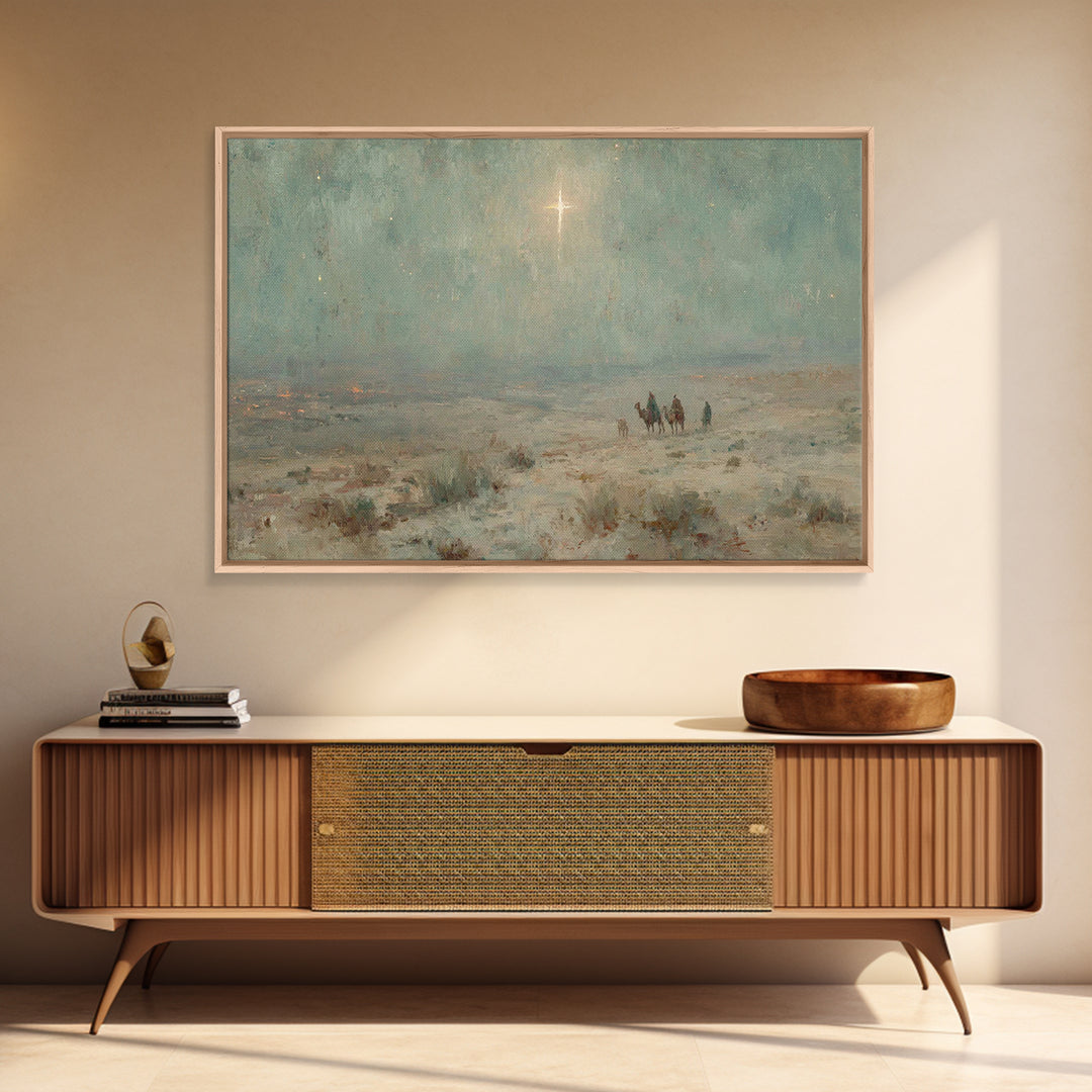 Star Of Bethlehem | Framed Canvas Print | Christmas Art | Christian Wall Art | Christian Art Canvas | Vintage Christian Art | Christian Chr
