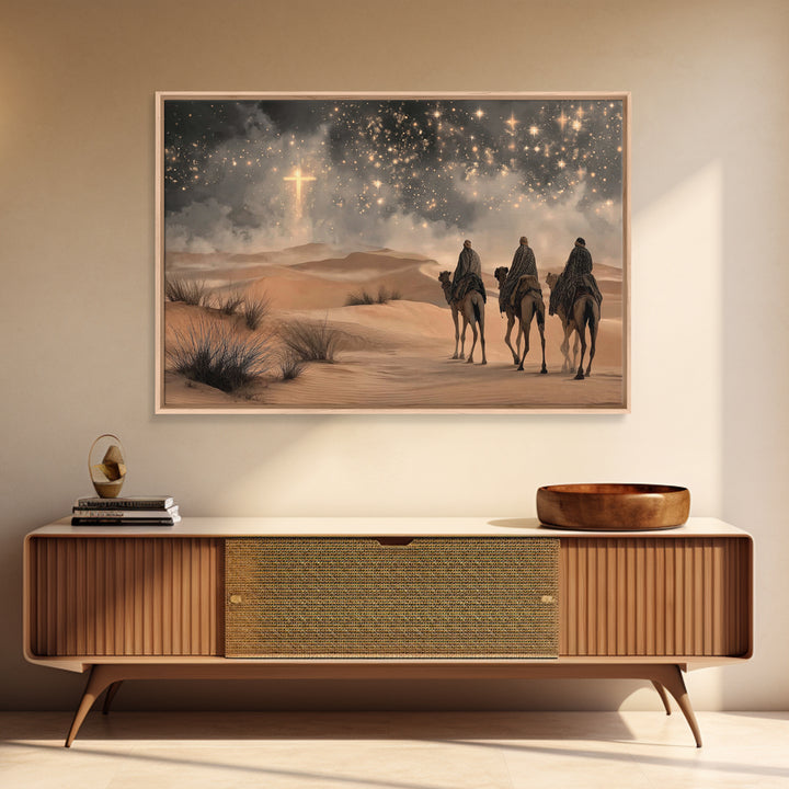 Radiant Desert Star – Framed Canvas Print – Christian Christmas Art – Christian Wall Art – Christmas Art Prints – Christian Art Canvas – La