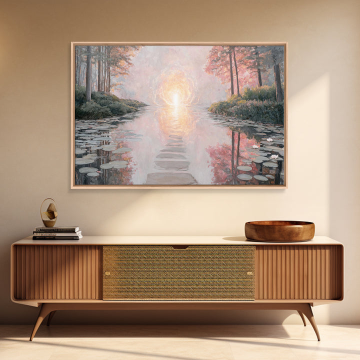 Path Of Heavenly Light – Framed Canvas Print – Christian Art Canvas – Christian Wall Art – Large Christian Art – Modern Christian Painting