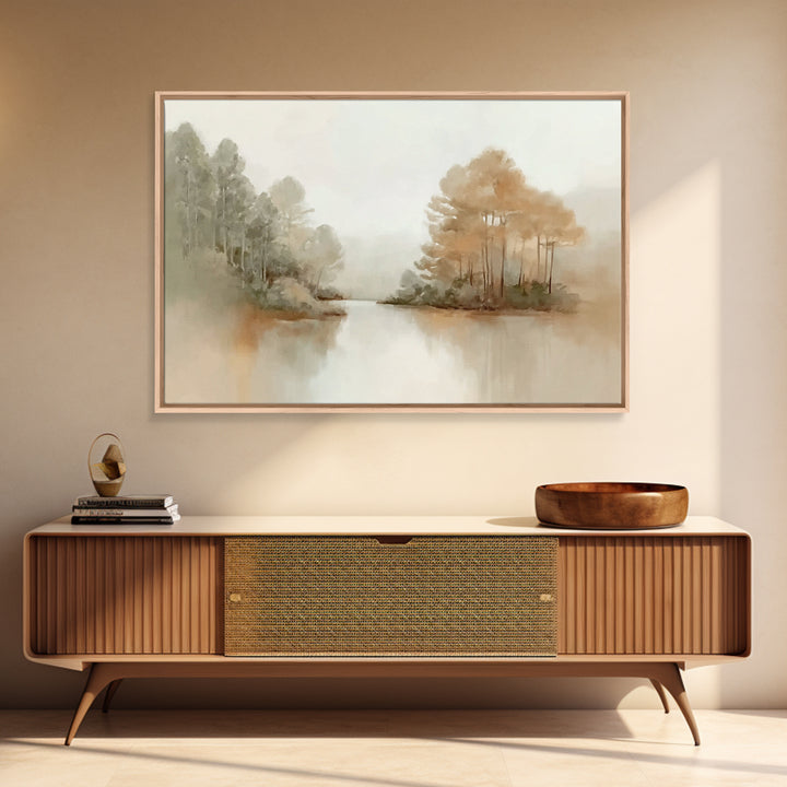 Autumn River Peace, Framed Canvas Print, Christian Wall Art, Christian Art Canvas, Minimalist Christian Art, Christian Art Print, Modern Ch