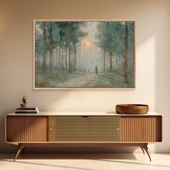 Forest Dawn Promise – Framed Canvas Print – Christian Art Painting – Christian Wall Art – Christian Art Canvas – Subtle Christian Paintings