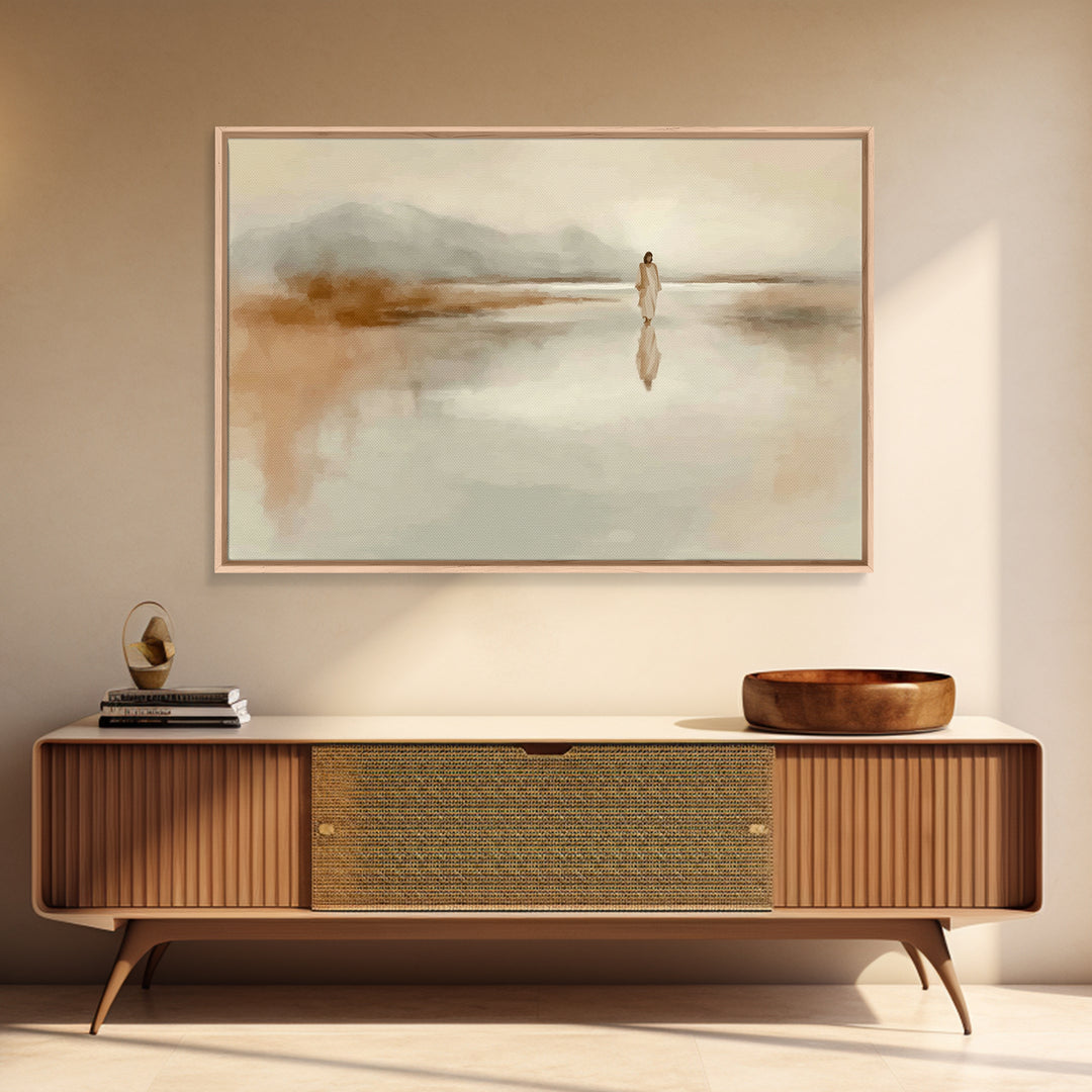 Quiet Water Journey | Framed Canvas Print | Jesus Painting | Christian Wall Art | Christian Art Canvas | Large Jesus Painting | Christian A