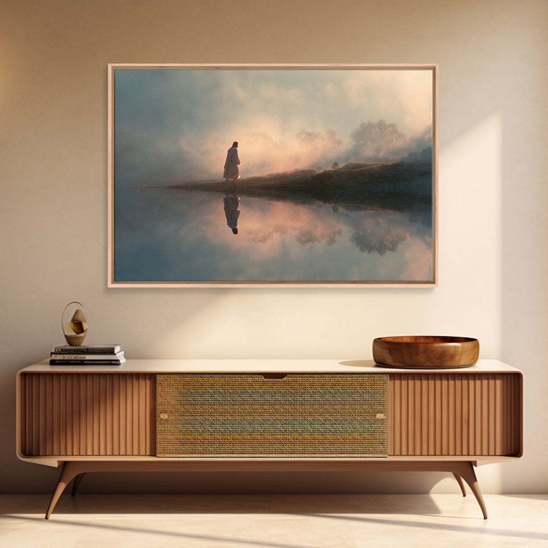 Desert Walk Light – Framed Canvas Print – Jesus Painting – Christian Wall Art – Christian Art Canvas – Large Jesus Painting – Modern Christ