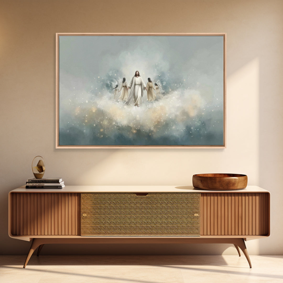Heavenly Gathering – Framed Canvas Print – Christian Art Canvas – Jesus Painting – Christian Wall Art – Modern Christian Art – Christian Pa