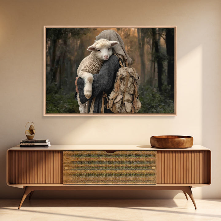Faithful Shepherd Path – Framed Canvas Print – Christian Art Canvas – Christian Wall Art – Christian Decor – Jesus Painting – Rustic Christ