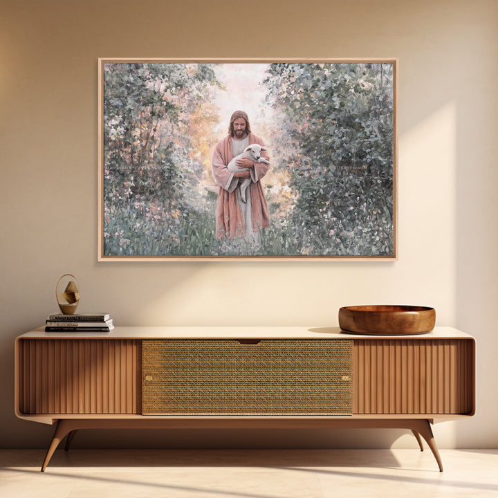 Garden Mercy Glow – Framed Canvas Print – Christian Wall Art – Christian Art Canvas – Jesus Painting – Christian Decorations – Large Christ