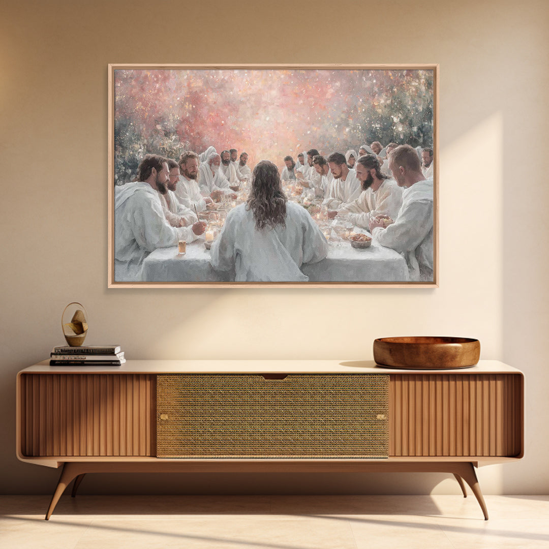 Divine Communion - Framed Canvas Print - Christian Wall Art - Christian Art Canvas - Large Jesus Painting - Christian Gift Ideas - Subtle C