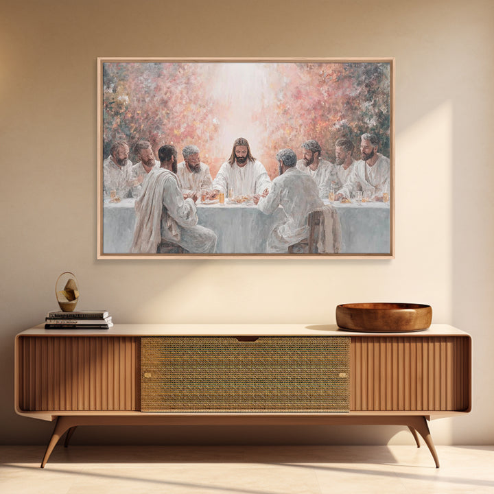 Heavenly Supper - Framed Canvas Print - Christian Art Canvas - Christian Wall Art - Modern Jesus Art - Christian Christmas Art - Christian