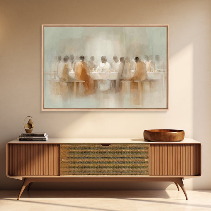 Holy Supper Light – Framed Canvas Print – Minimalist Christian Art – Christian Wall Art – Jesus Painting – Subtle Christian Art – Christian