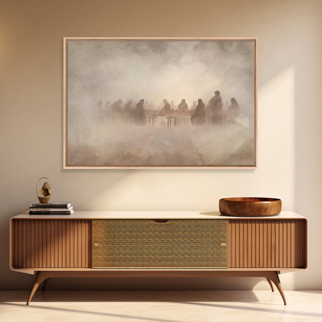 Mystic Supper Cloud – Framed Canvas Print – Christian Art Work – Jesus Painting – Christian Wall Art – Subtle Christian Paintings – Christm
