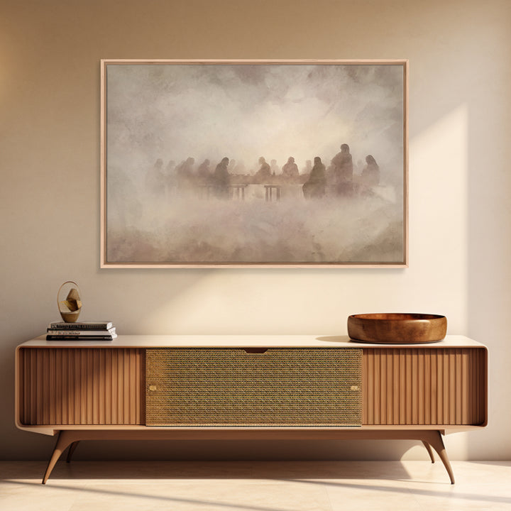 Mystic Supper Cloud – Framed Canvas Print – Christian Art Work – Jesus Painting – Christian Wall Art – Subtle Christian Paintings – Christm
