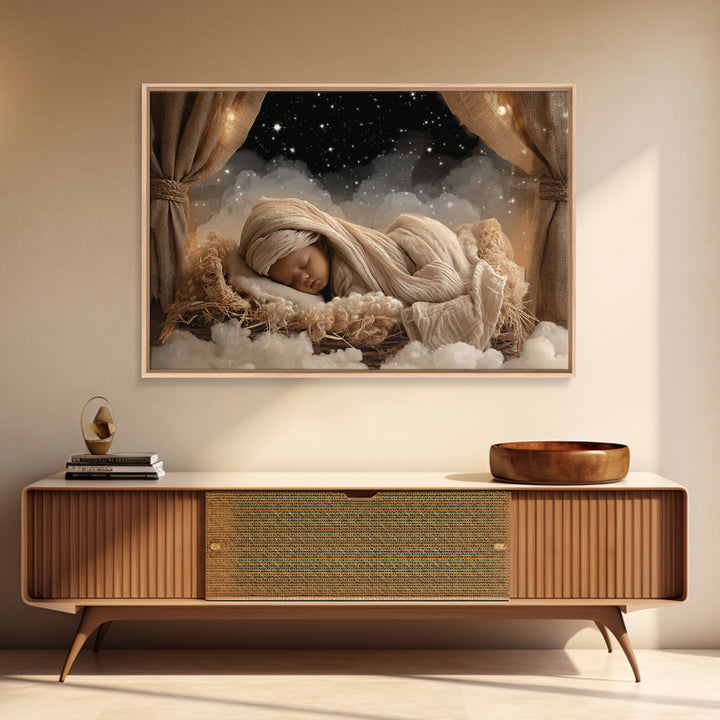 Heaven’s Infant Dream | Framed Canvas Print | Christian Art Canvas | Christmas Art Prints | Jesus Christmas Art | Christian Wall Art | Mode