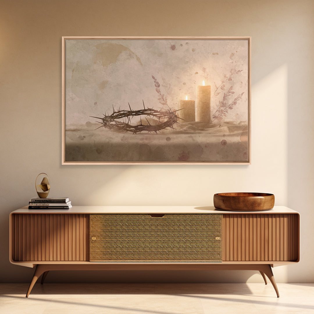 Quiet Lenten Light, Framed Canvas Print, Christian Art Canvas, Christian Wall Art, Subtle Christian Art, Christian Painting, Christian Gift