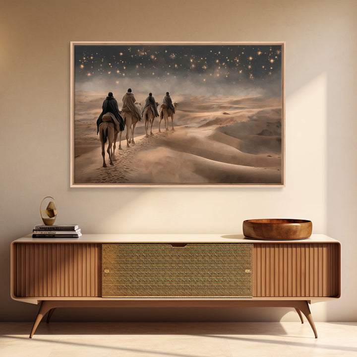 Three Kings Ascend – Framed Canvas Print – Christian Christmas Art – Christian Art Work – Jesus Painting – Christmas Canvas Wall Art – Chri