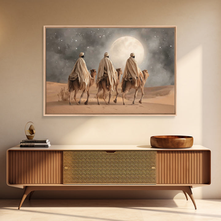 Moonlit Journey – Framed Canvas Print – Christian Art Canvas – Christmas Art – Christian Art Work – Christian Christmas Art – Christian Pai