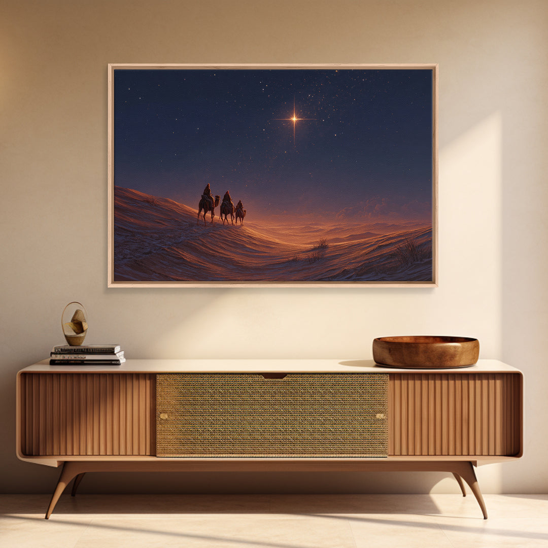 Holy Night Rise, Framed Canvas Print, Christian Christmas Art, Christian Art Canvas, Christmas Wall Art, Jesus Painting, Christian Art Prin