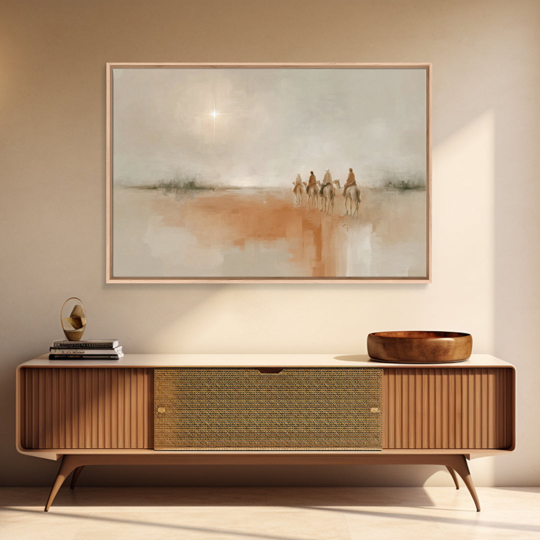 Desert Light – Framed Canvas Print – Christian Art – Christian Art Canvas – Christmas Art – Jesus Painting – Christian Christmas Art