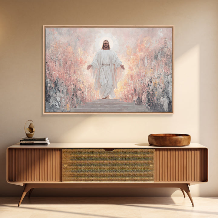 Heaven’s Welcome, Framed Canvas Print, Christian Wall Art, Jesus Painting, Christian Art Canvas, Christian Art Prints, Christian Art Work