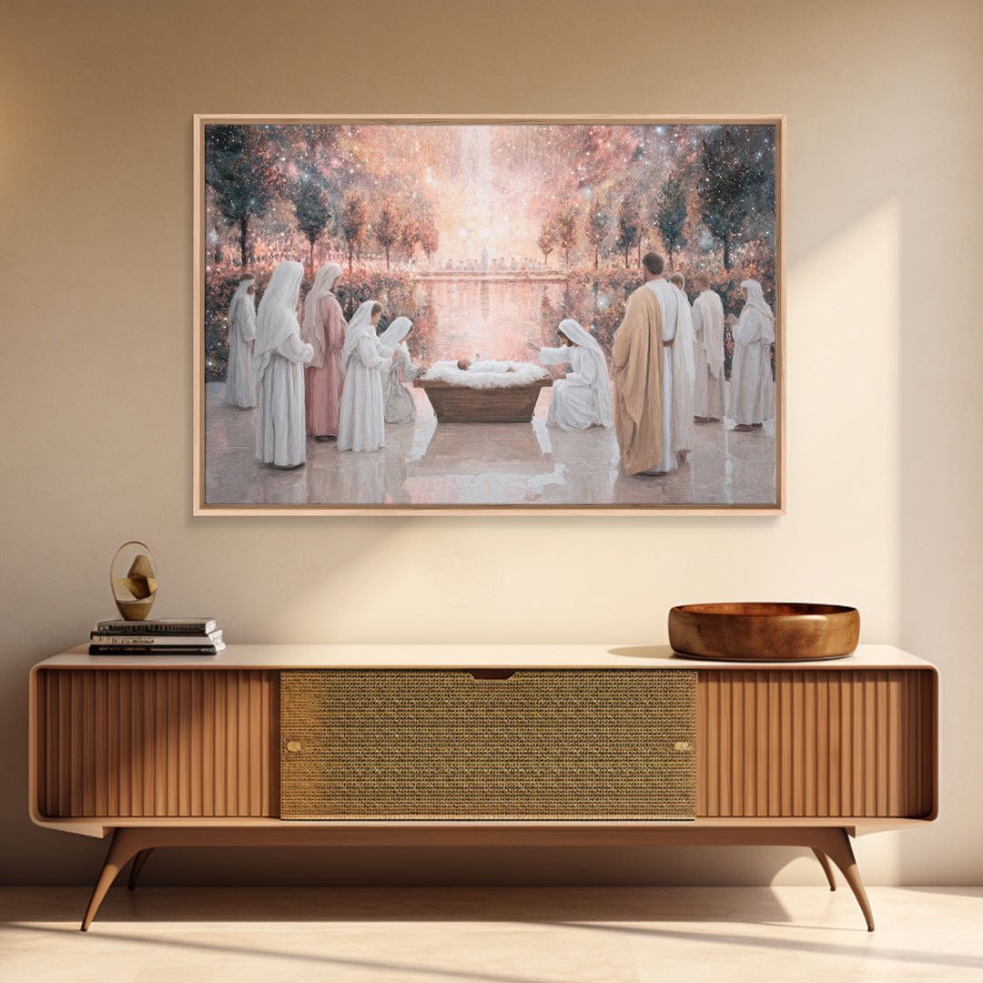 Celestial Birth – Framed Canvas Print – Jesus Painting – Christian Christmas Art – Christian Wall Art – Christian Art Canvas – Christian Gi