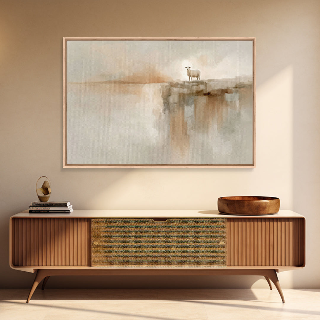 Lost Lamb Hope – Framed Canvas Print – Christian Wall Art – Christian Art Canvas – Minimalist Christian Art – Subtle Christian Art – Christ
