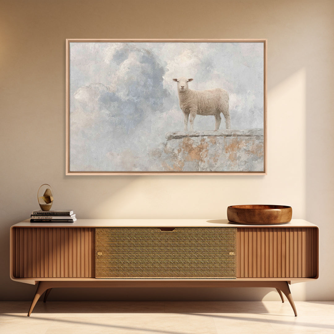 Heavenly Lamb Rise – Framed Canvas Print – Christian Wall Art – Christian Art Canvas – Unique Christian Art – Subtle Christian Art – Christ