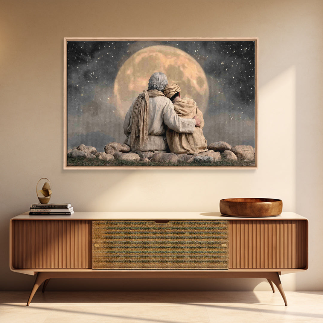 Moonlit Promise – Framed Canvas Print – Christian Wall Art – Christian Art Canvas – Vintage Christian Art – Christian Gift – Christian Deco