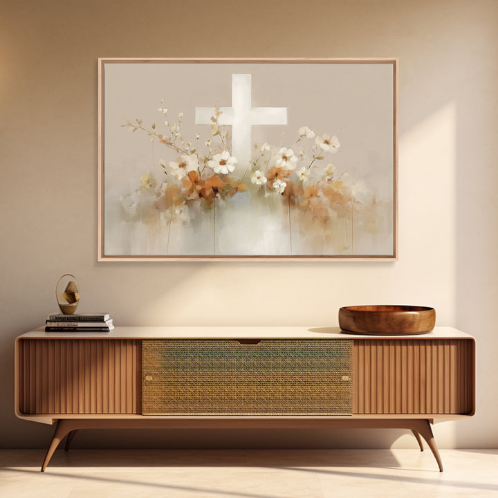Blooming Grace – Framed Canvas Print – Christian Wall Art – Christian Art Canvas – Minimalist Christian Art – Christian Art Gift – Subtle C