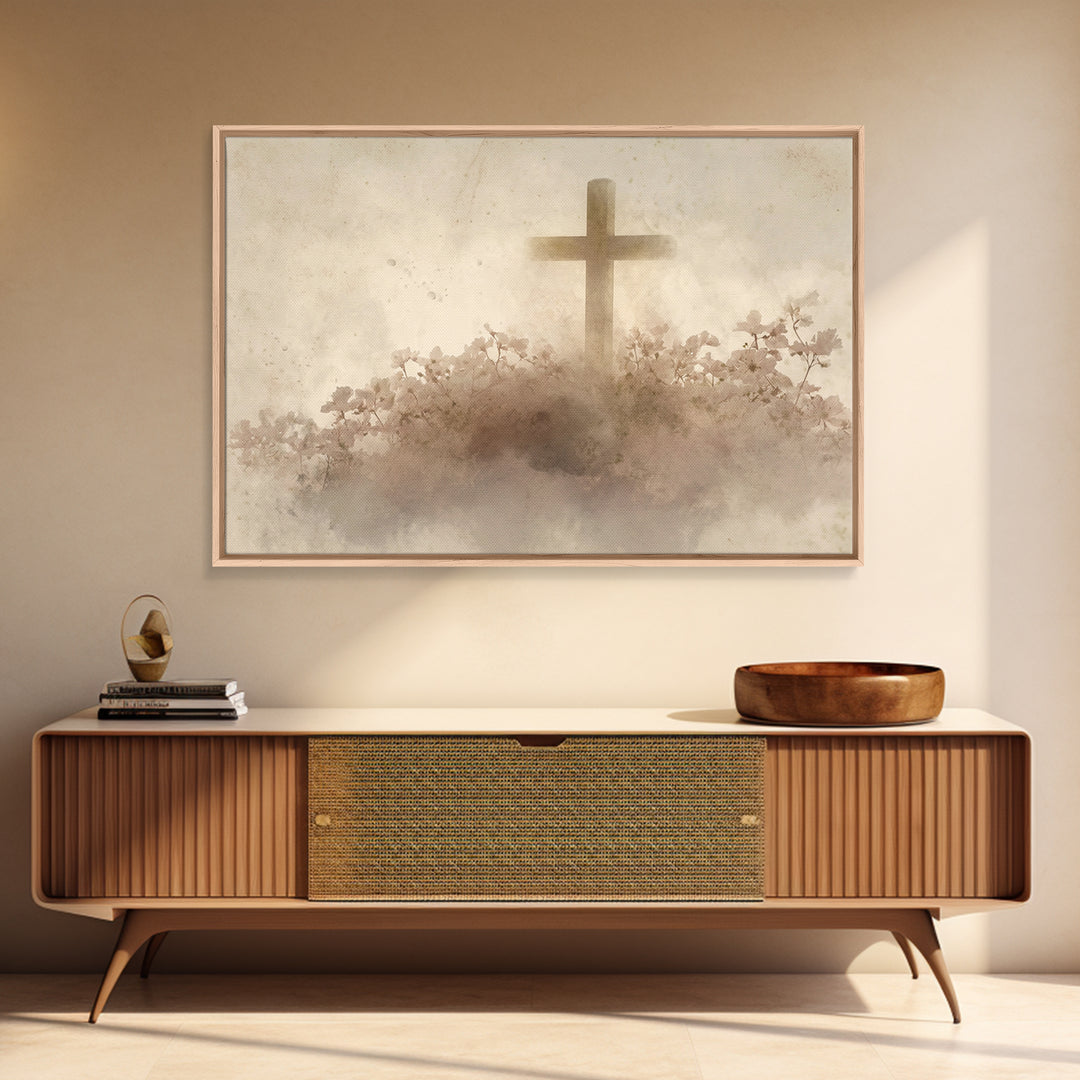 Risen Blossom – Framed Canvas Print – Christian Wall Art – Christian Art Canvas – Christian Decoration – Moody Christian Art – Christian Ar